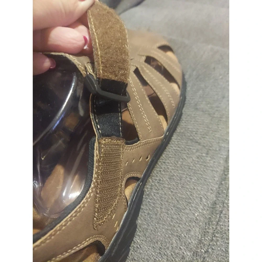 Dr Scholls Men's Sandals Sz 10M Candid Fisherman Closed Toe Memory Foam Cool Fit
